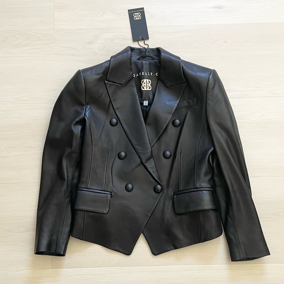Bagatelle Fitted black Lamb Leather Blazer jacket xs - Picture 3 of 13